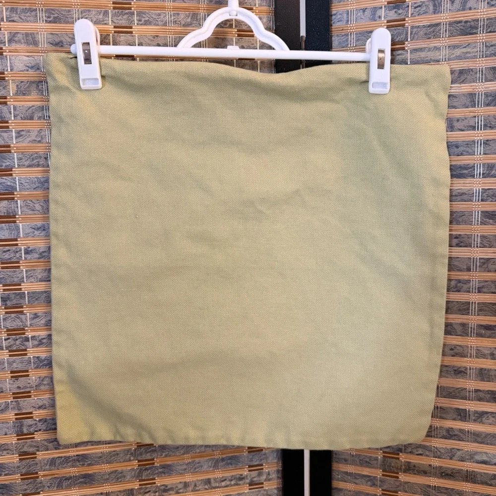 2 Pottery Barn Throw Pillow Cover Unisex 18x18 Green Basketweave Cotton Decor